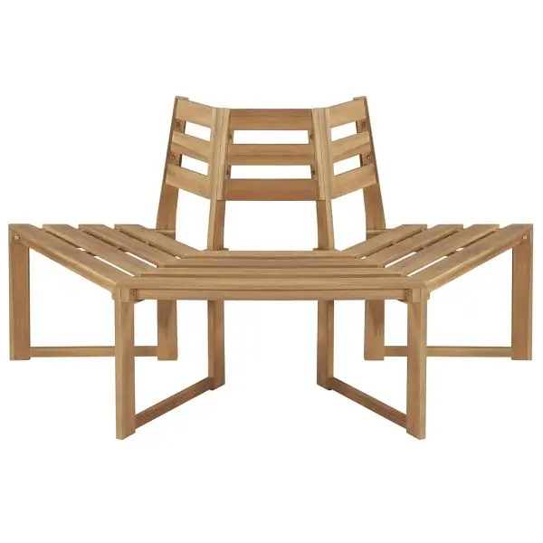 vidaXL Tree Bench Half-hexagonal 63" Solid Acacia Wood, Brown colored, 44251