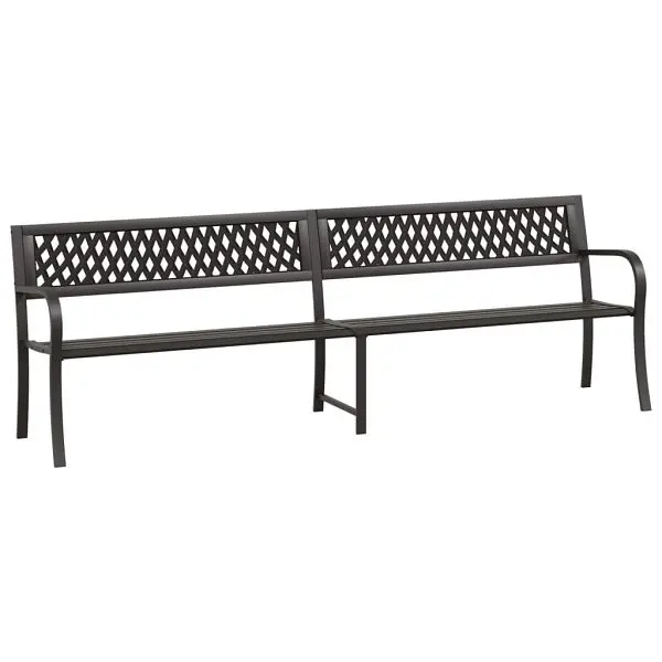 vidaXL Twin Patio Bench Midnight Black Carbon Steel, 96.9" x 22.8" x 30.3", 317131