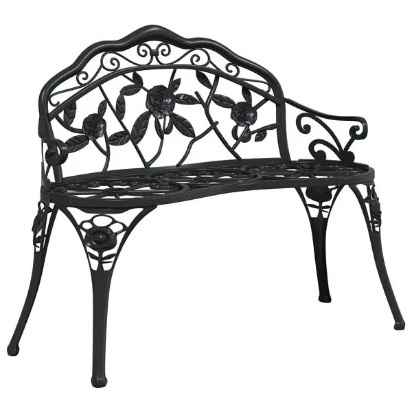 vidaXL UL-Listed Patio Bench 39.4"Black, Material: Cast aluminum, cast iron, 317740