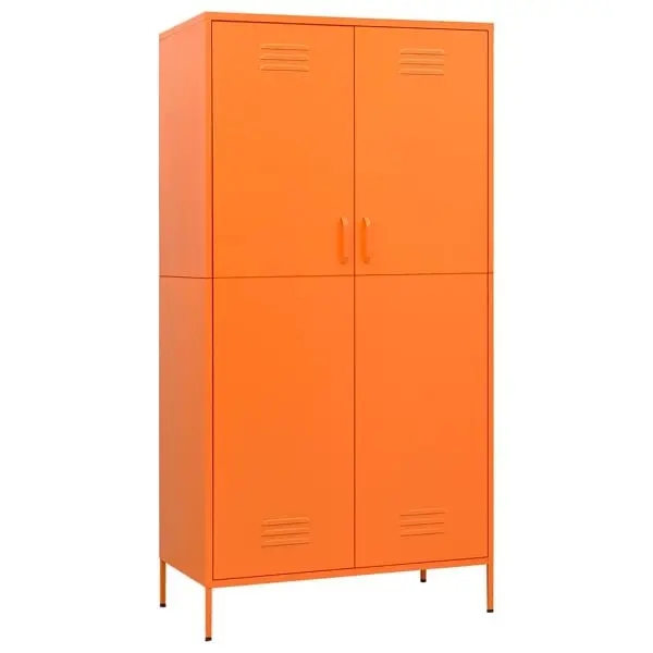 vidaXL Wardrobe Hi-Vis Orange 35.4"x19.7"x70.9" Spring Steel, air vents on doors, 336246