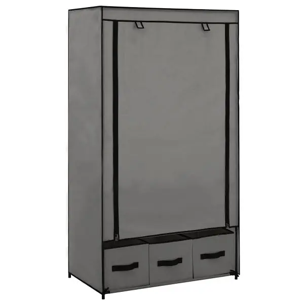 vidaXL Wardrobe Slate Gray 34.3"x19.3"x62.6" Fabric, , 3 drawers, 282460