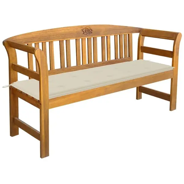 vidaXL Weather-Resistant Patio Bench Cushion 61.8" Solid Acacia Wood, Cream colored, 3064268