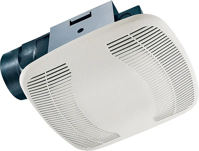 Energy Efficient Air King BFQ50 Exhaust Fan, 8-11/16 L, 9-1/8 W, 0.3 , 120 V, 1-Speed, 50 cfm Air, ABS, Chalk