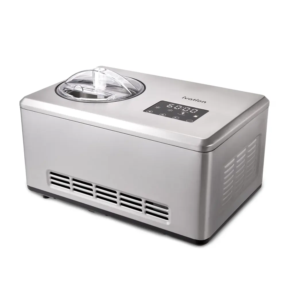 Ivation 2 Qt Self-operating Ice Cream Maker Machine & Gelato Maker Built- Compressor, Clear Lid | BPA-Free & Dishwasher Safe