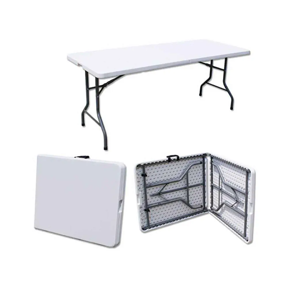 Folding Steel Table White Resin Top, 72''
