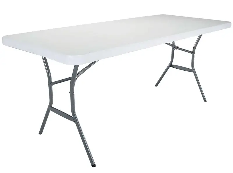 Lifetime Products 2924 Folding Table, 72 L x 30 W x 29 H Open, Stainless Frame, Polyethylene Tabletop, Gray/White