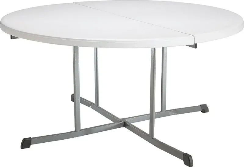 Lifetime Products 5402 Fold--Half Table, 60 D x 29 H Open, Steel Frame, Polyethylene Countertop, Gray/White