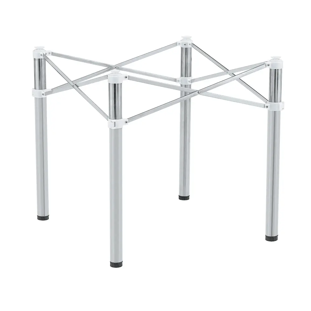Simple Silver Stainless Metal Folding Table Frame Multifunctional Space Saving Design.Separate Folding Table Legs That Can...