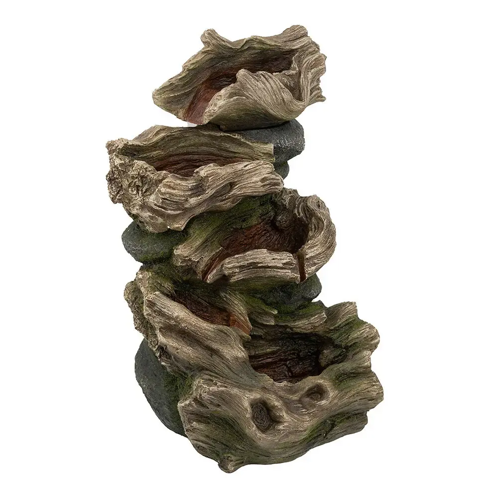 Decorative 5 Tier Wood Rock Inspired Water Fountain Lights And Pump - Chestnut