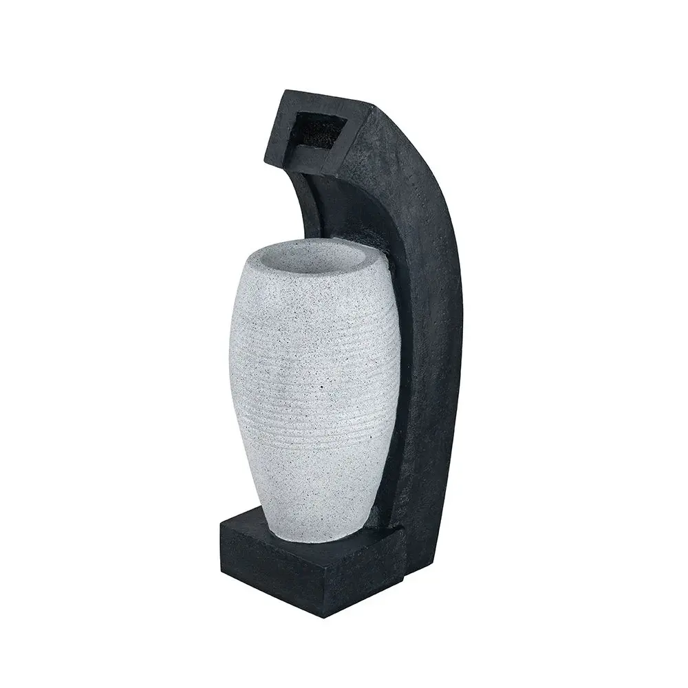 Water Fountain Vase Design, Light And Pump, Indoor And Outdoor - Jet-black / White