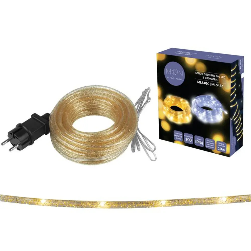Decorative String Fairy Lights 100LED 10m Gold Glitter Warm White Buoyant IP44