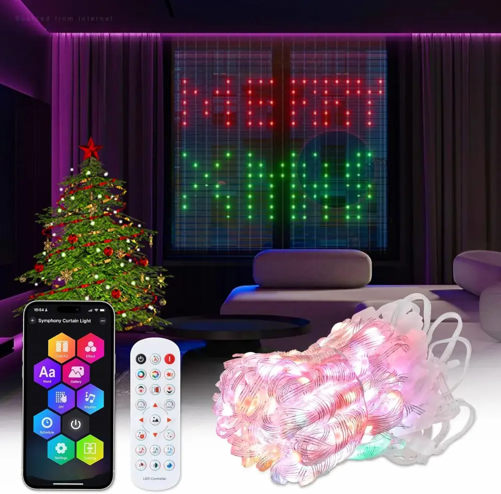 Dynamic DIY Curtain String Lights Halloween Christmas Outdoor - RGB/Remote Control Waterproof IP65