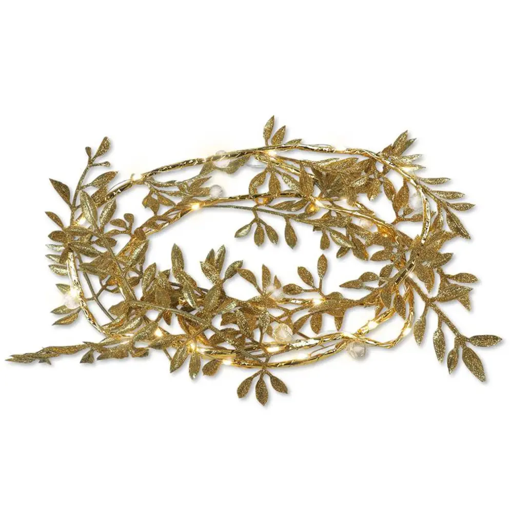 Fairy Lights Garland LED String Lights 1.8m Gilded Glitter Leaves Warm White Battery