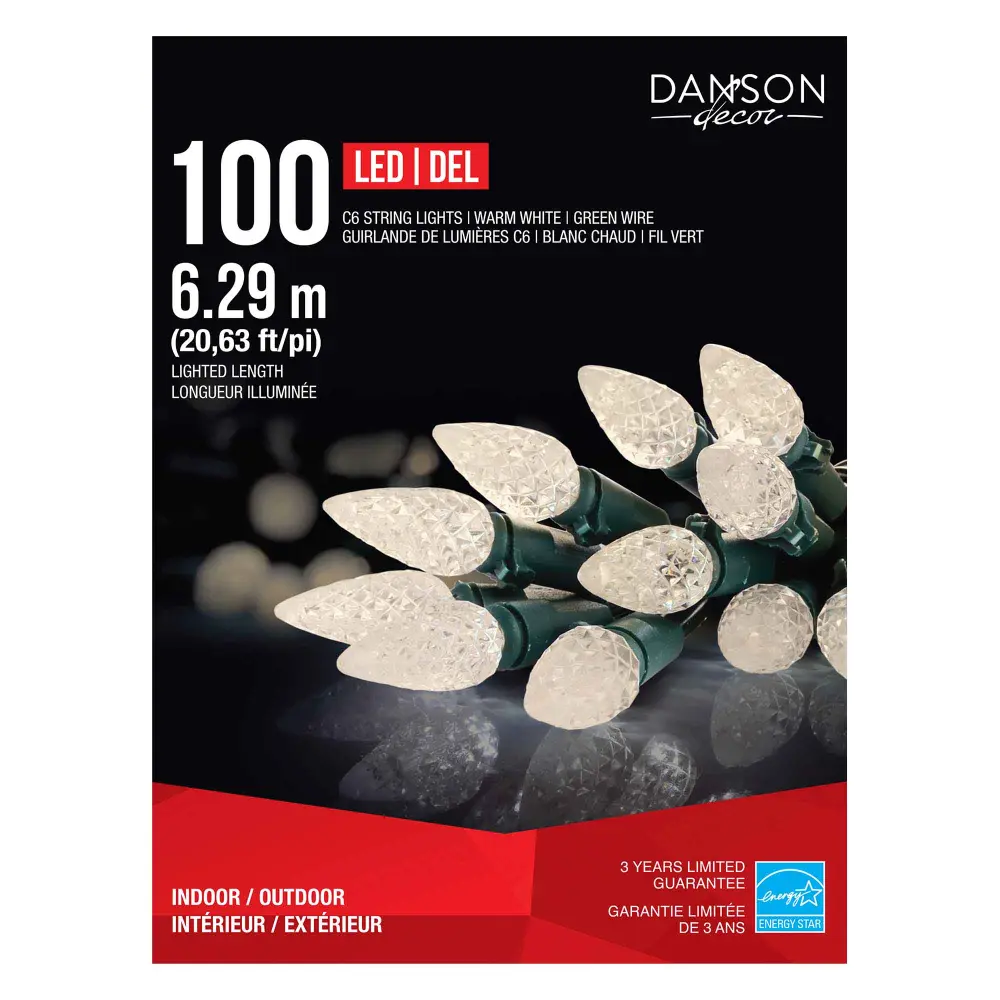 String 100 C6 LED Lights 20.63' (6.29 m), Warm Ivory