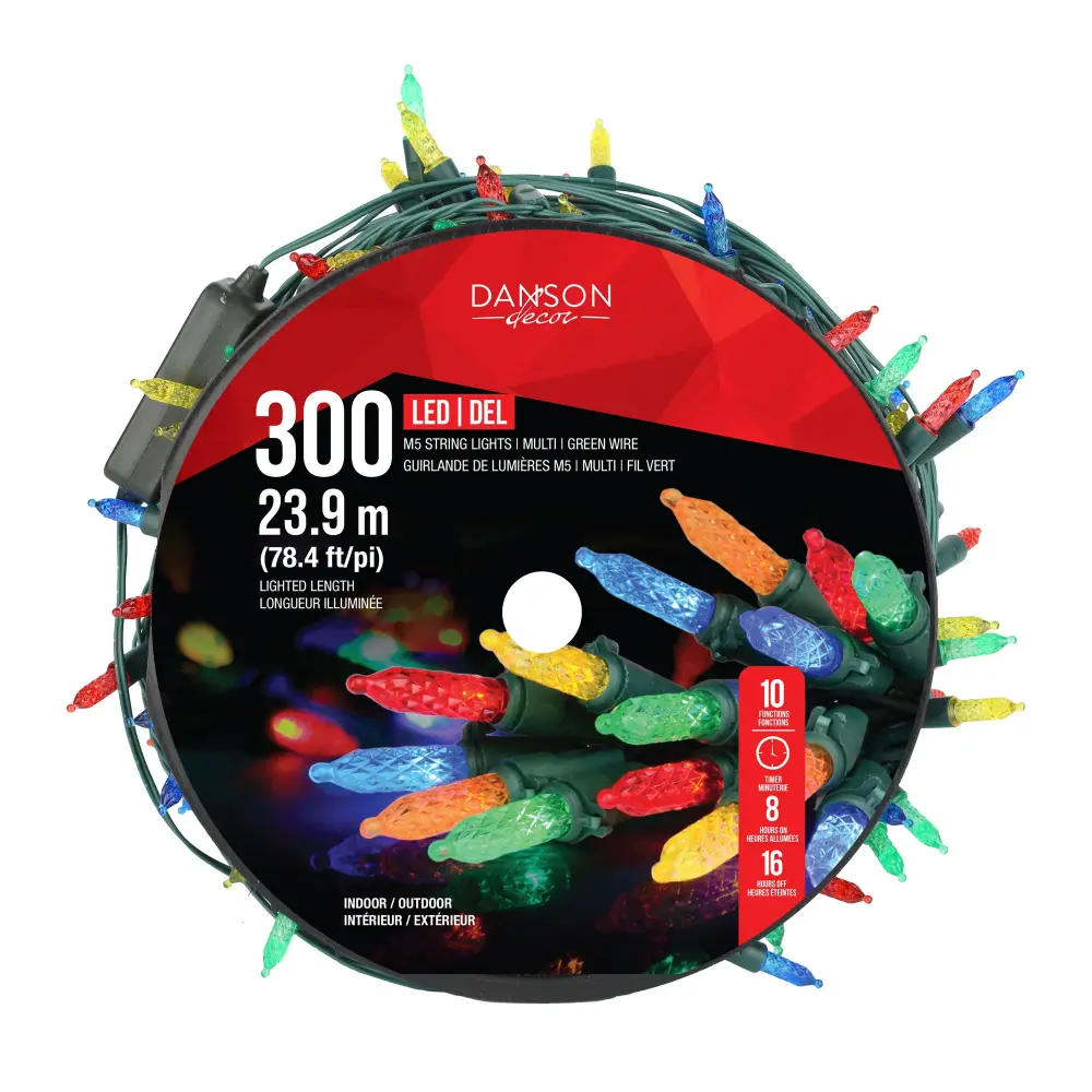 String 100 M5 LED Lights on Sage Wire 78.4' (23.9 m), Multicolor