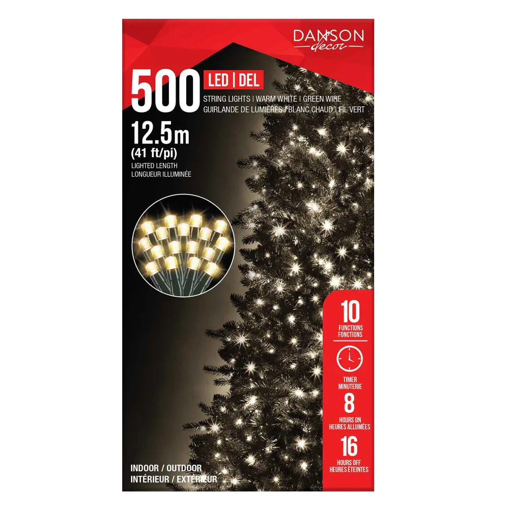 String 500 LED Lights 10 Functions 41' (12.5 m), Warm Alabaster