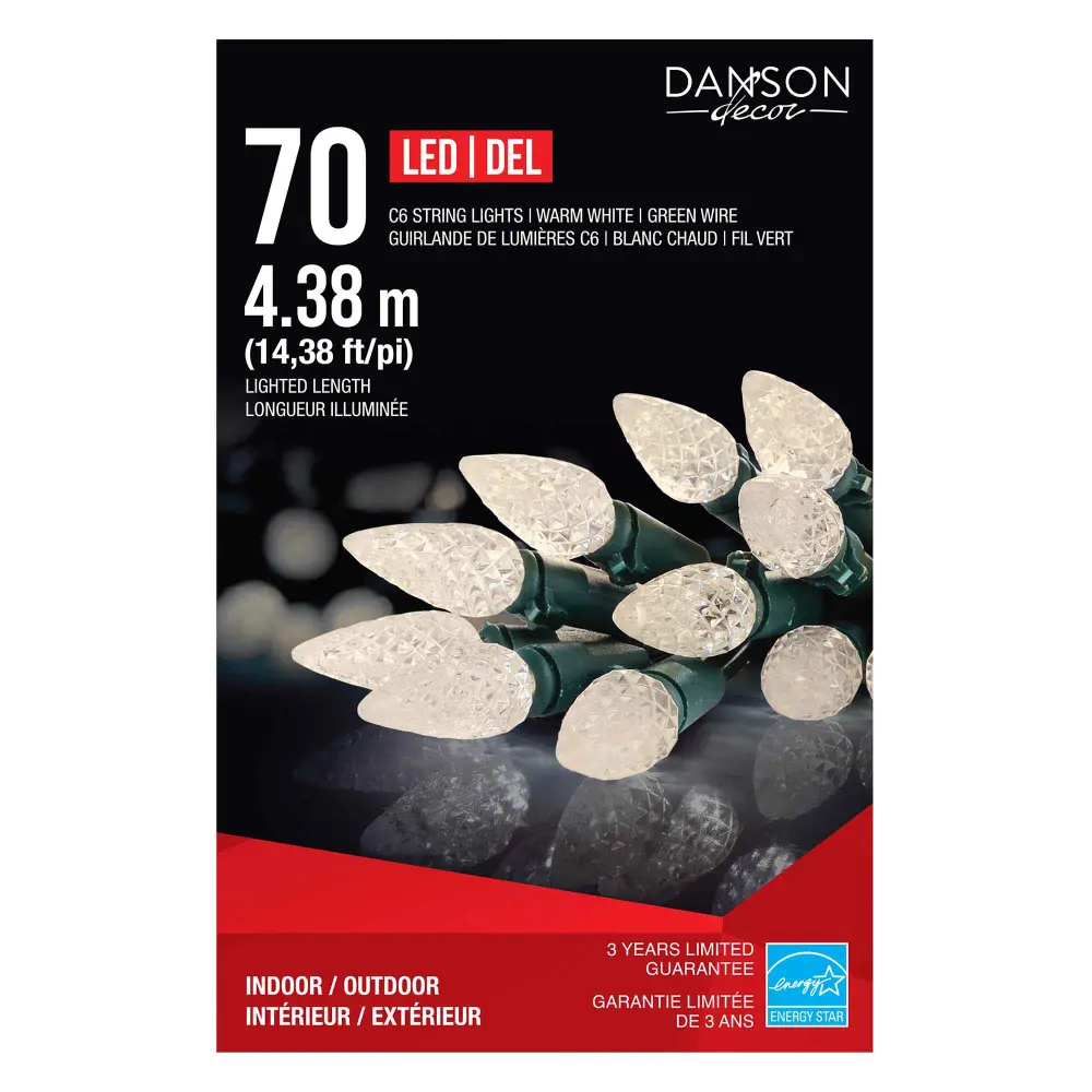 String 70 C6 LED Lights 14.38' (4.38 m), Warm Chalk