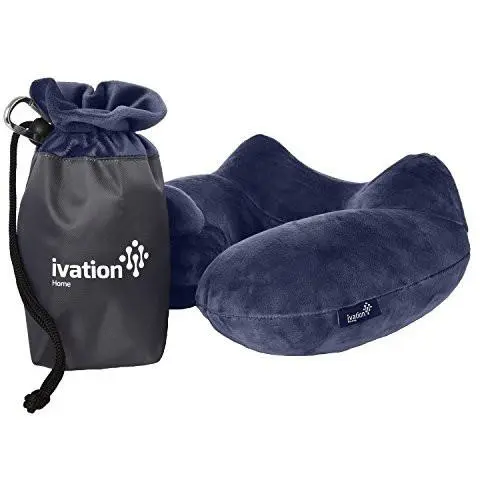 Travel Pillow - Inflatable w/ Embedded Pump - Luxuriously Supple