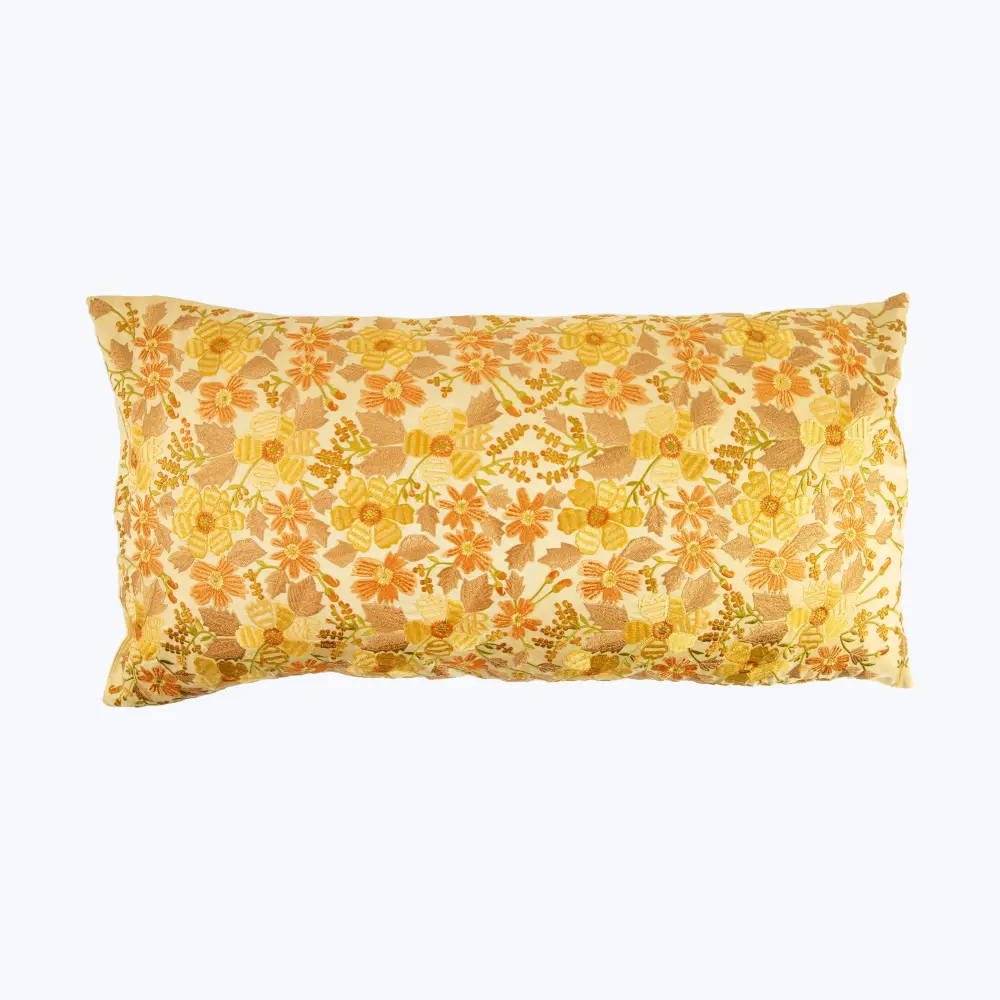 Alba Silk Lumbar Pillow, Corn Goldenrod Removable Cover