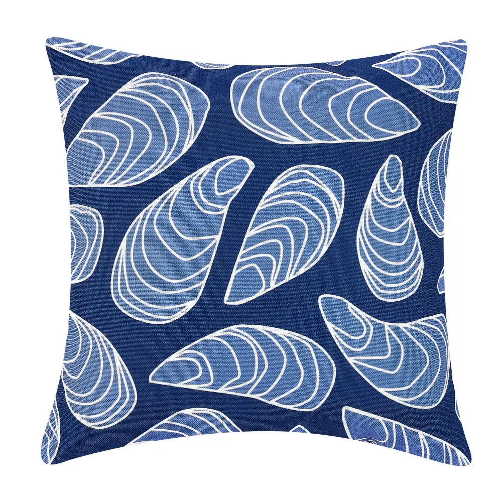 Blue Mussel Imprinted Indoor/Outdoor Pillow