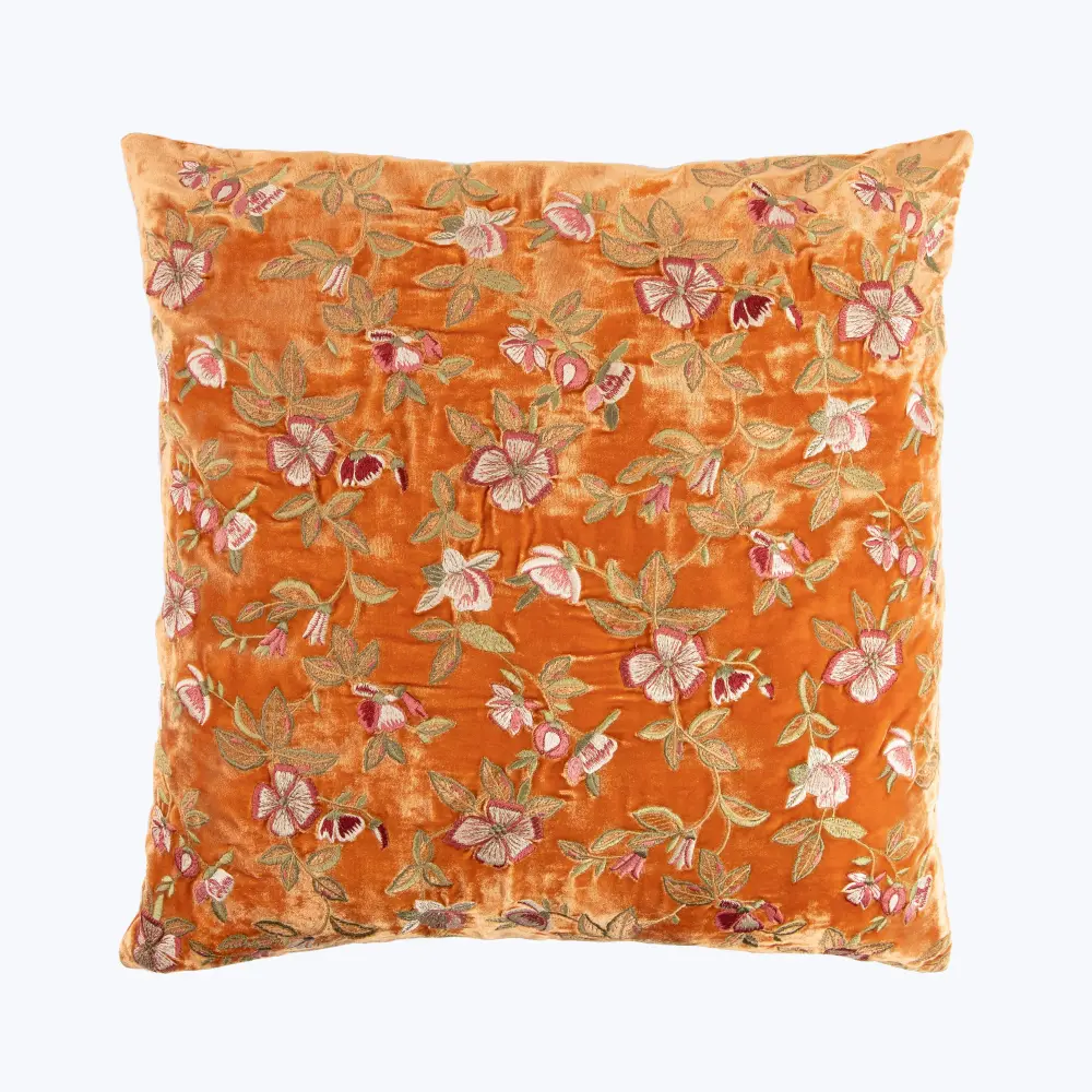 Botanica Silk Velvety Pillow, Tangerine
