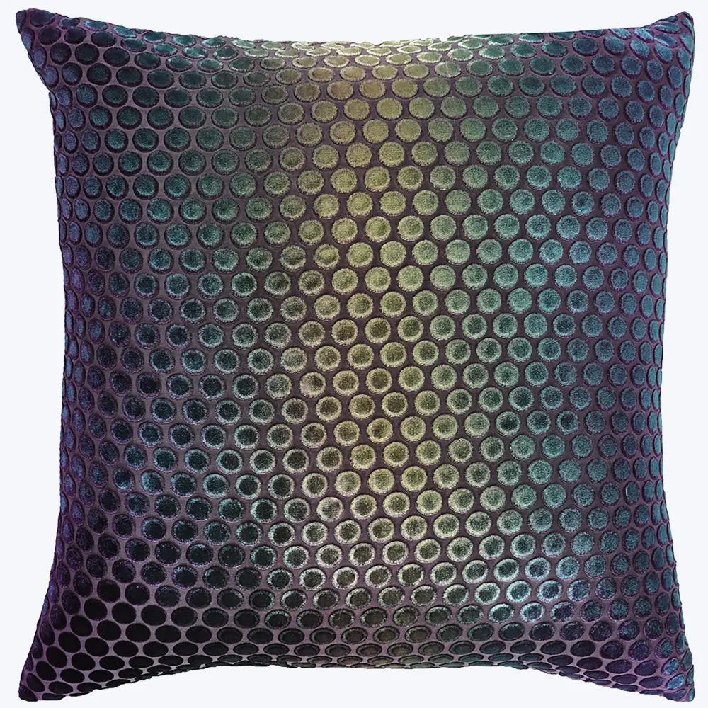 Dots Velvet Pillow, Peacock