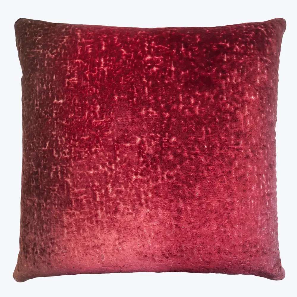 Embroidered Coral Reef Velvet Pillow, Oxblood