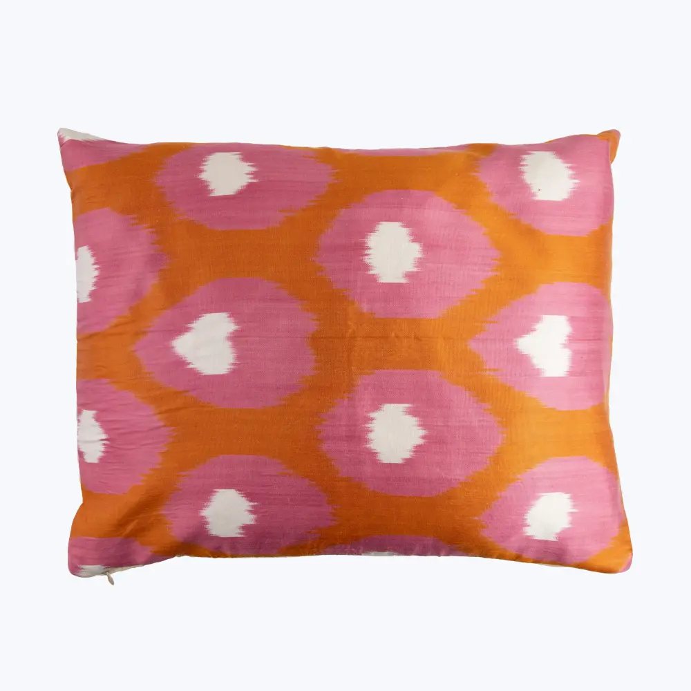 Feather Eye Silk Ikat Pillow - Down Alternative Fill