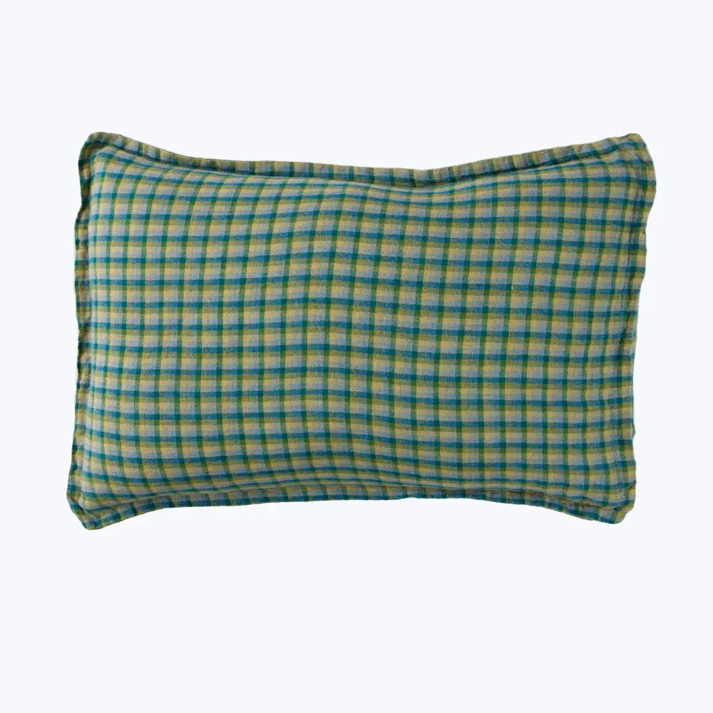 Linen Checks Lumbar Pillow