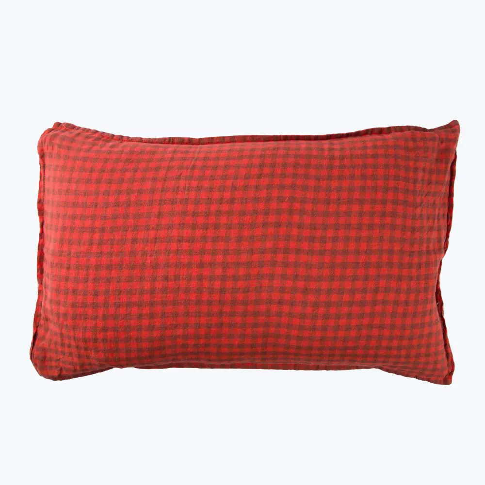 Linen Gingham Lumbar Pillow
