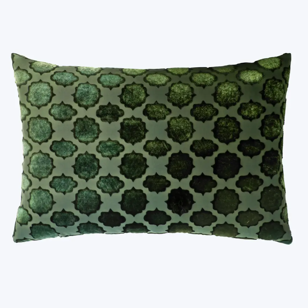 Lumbar Mod Fretwork Soft pile Pillow, Evergreen
