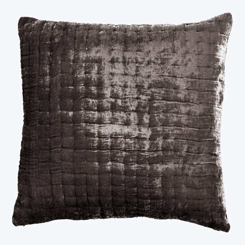 Luminous Quilted Soft-touch Euro Pillow, Charcoal