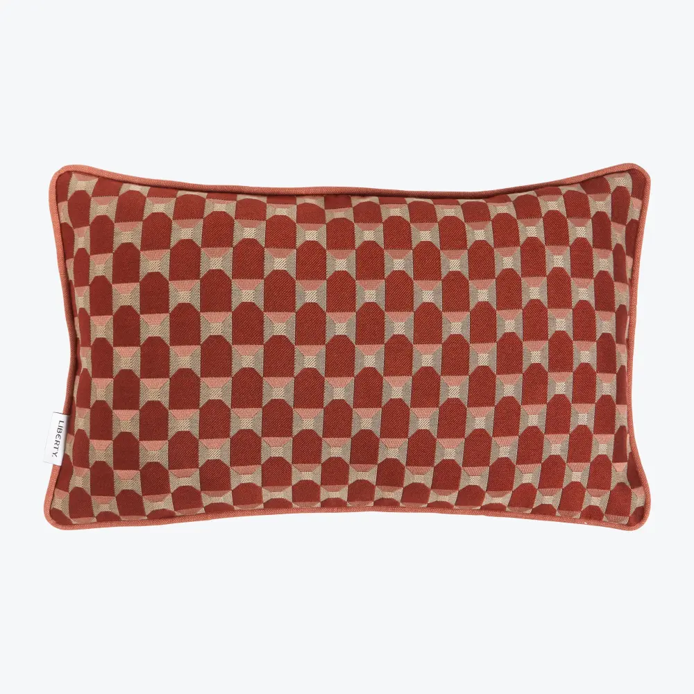 Obi Check Pillow, Ruby