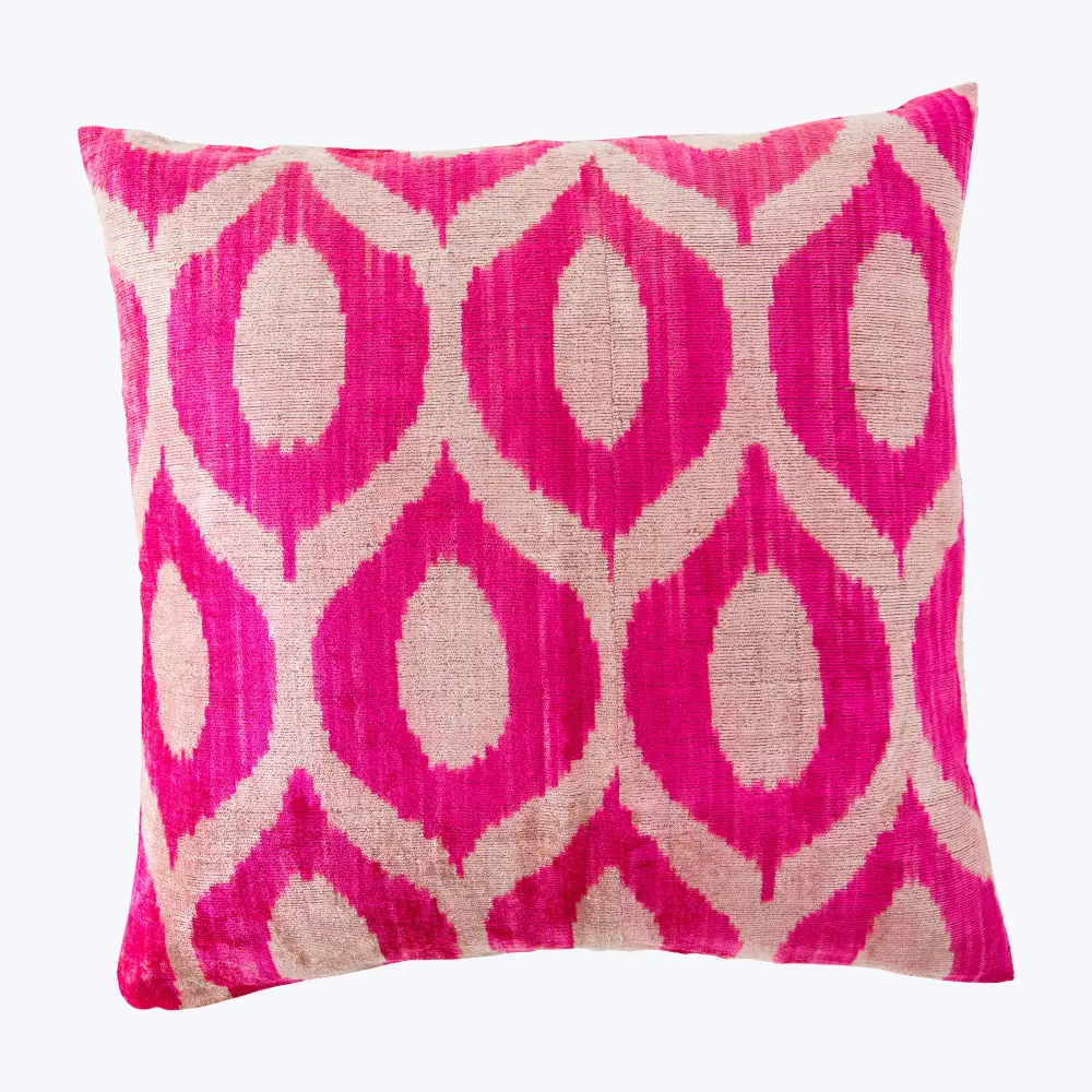 Pink Velvet Ikat Timeless Cotton Pillow
