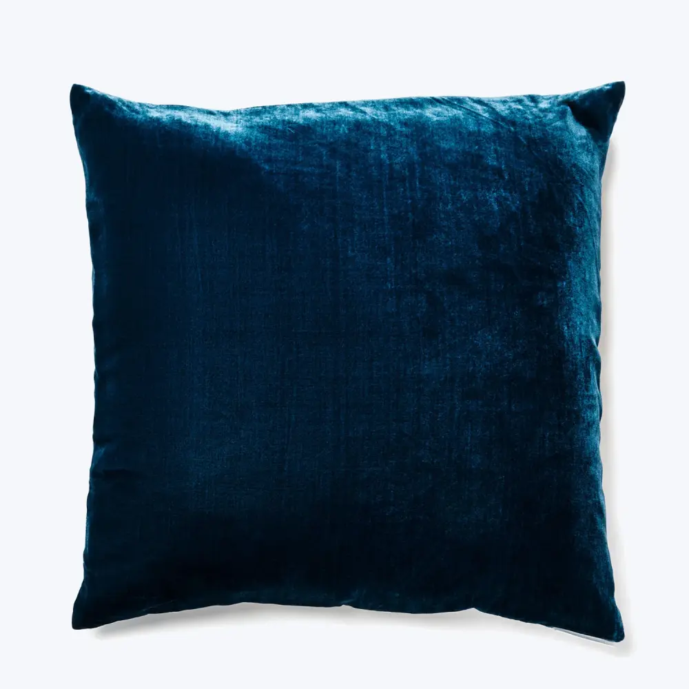 Solid Velvet Pillow New Peacock Linen Blend