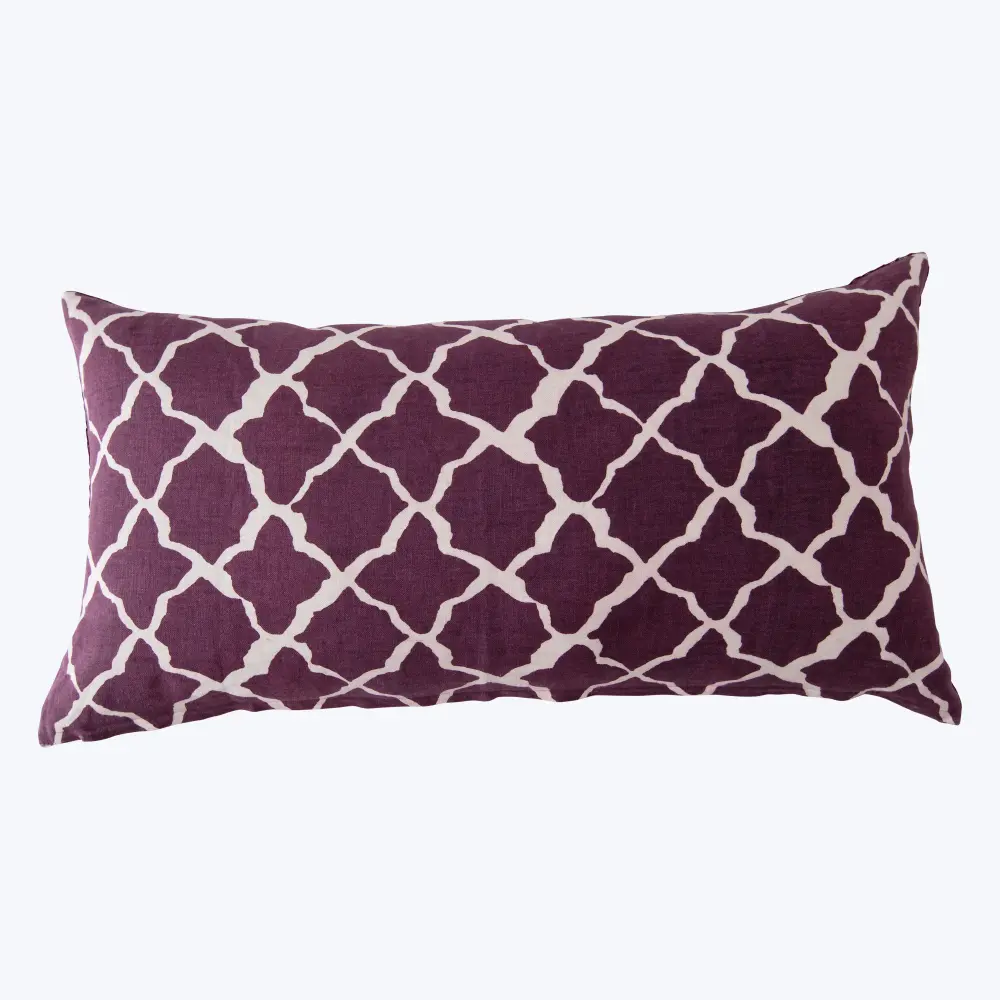Velvet Trellis Block Classic Cotton Pillow