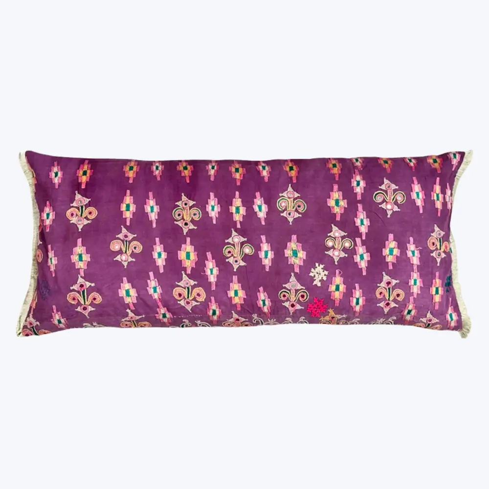 Vintage Banjara Embroidered Lumbar Pillow