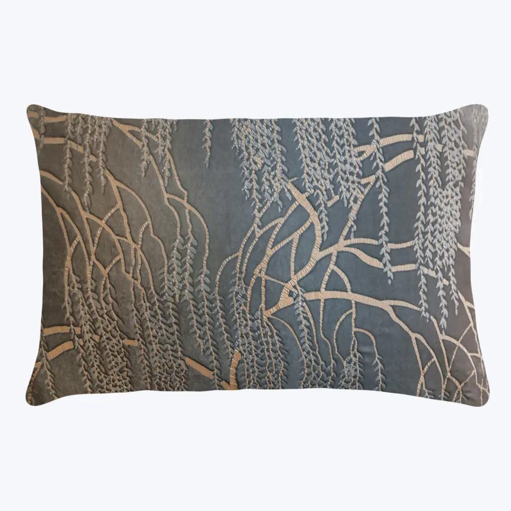 Willow Metallic Velvety Pillow, Gunmetal