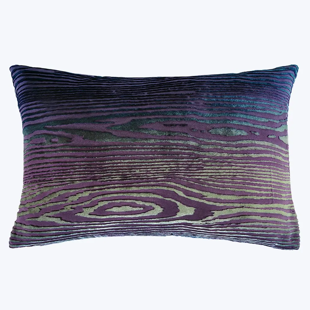 Woodgrain Velour Pillow, Peacock