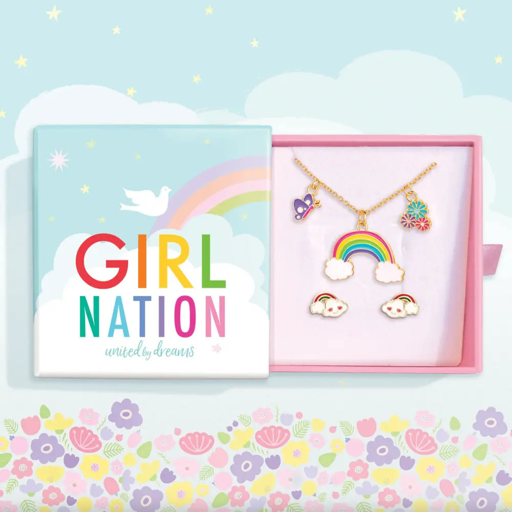 Charming Whimsy Necklace and Earring Gift Adjust - Cloud Luvs Rainbow