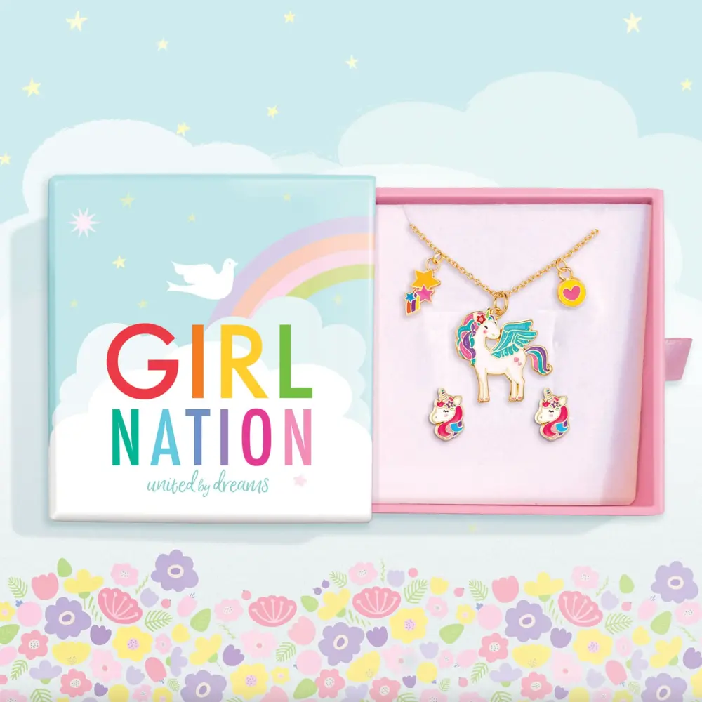 Charming Whimsy Necklace and Earring Gift Place - Unicorn Dreams