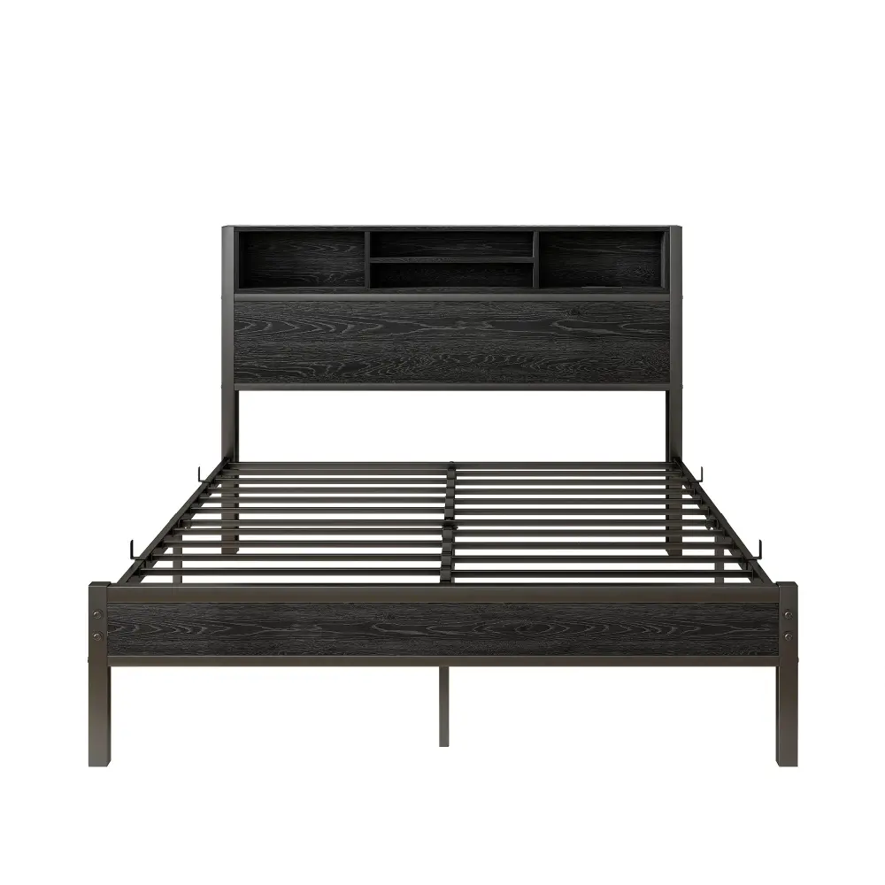 Modern Metal Platform Bed Frame Storage Headboard And Charging Station