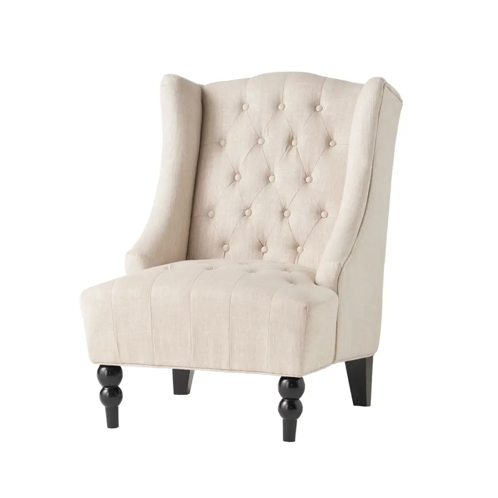 Contemporary Hi Back Club Chair Wingback Design - Airy Beige
