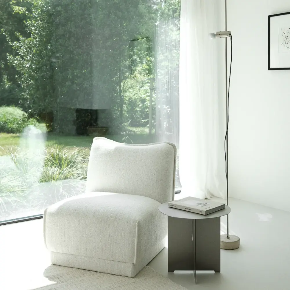 Elodie Armchair - H 71 cm - Available Moss Olive, teddy fabric, and Sandstone Weave