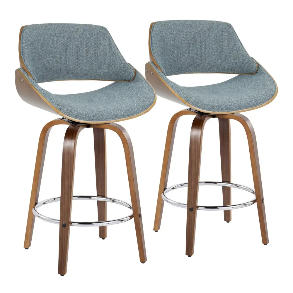 Fabrizzi - Mid Century Modern Fixed Height Counter Stool Spin Round Footrest (Set 2)