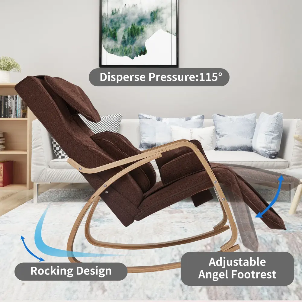 Full Massage Function Air Pressure Comfortable Relax Rocking Chair, Lounge Chair Relax Chair Cushion - Brown