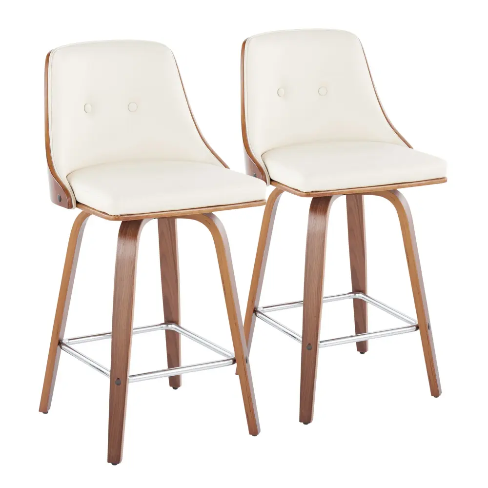 Gianna - Mid Century Modern Fixed Height Counter Stool Rotate Square Footrest (Set 2)
