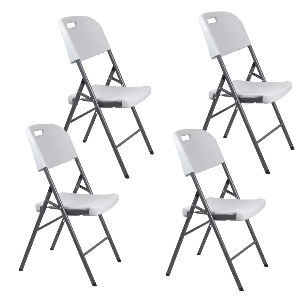GreenBlue Set 4 Sturdy Folding Chairs Catering, Garden, Banquets, and Receptions, Chalk Color, Maximum Weight Capacity 250...