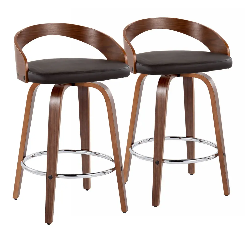 Grotto - Mid Century Cutting-edge Elegant Fixed Height Counter Stool Swivel Round Footrest (Set 2)