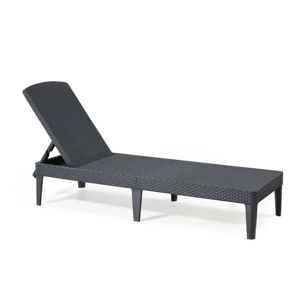 Keter Jaipur 235162 Reclining Sun Lounger Deck Chair - Graphite - Rattan Styl